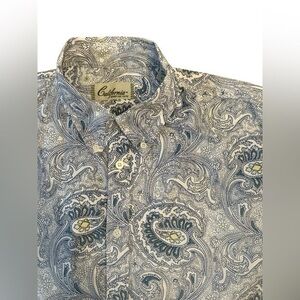 California Shirt Co. Short Sleeve Yarn Dye Button Down Shirt - Mens Size Large